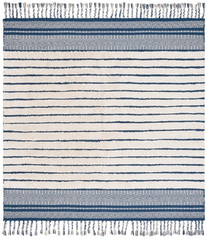 Safavieh Kilim Bohemian Handwoven Area Rug In Ivory And Black - Artisanal Elegance For Your Home Decor Blue ,Natural Cotton Pile Klc401l-6