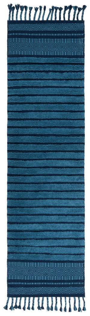 Safavieh Kilim Hand-woven Cotton Runner Rug – Bohemian Style In Ivory And Black For Artistic Home Decor Blue Cotton Pile Klc401m-28