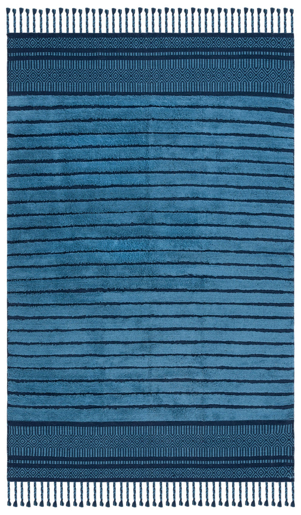 Safavieh Kilim Hand-woven Cotton Runner Rug – Bohemian Style In Ivory And Black For Artistic Home Decor Blue Cotton Pile Klc401m-5