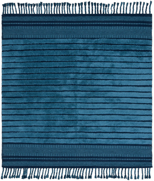 Safavieh Kilim Hand-woven Cotton Runner Rug – Bohemian Style In Ivory And Black For Artistic Home Decor Blue Cotton Pile Klc401m-6sq