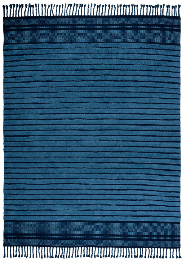 Safavieh Kilim Hand-woven Cotton Runner Rug – Bohemian Style In Ivory And Black For Artistic Home Decor Blue Cotton Pile Klc401m-8