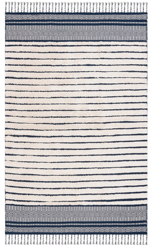 Safavieh Kilim Hand-woven Cotton Runner Rug – Bohemian Style In Ivory And Black For Artistic Home Decor Navy ,Natural Cotton Pile Klc401n-5