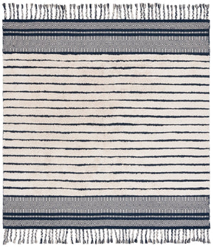 Safavieh Kilim Hand-woven Cotton Runner Rug – Bohemian Style In Ivory And Black For Artistic Home Decor Navy ,Natural Cotton Pile Klc401n-6sq