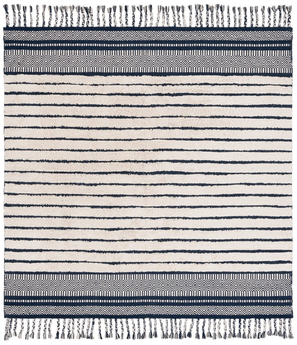 Safavieh Kilim Bohemian Handwoven Area Rug In Ivory And Black - Artisanal Elegance For Your Home Decor Navy ,Natural Cotton Pile Klc401n-4