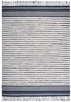 Safavieh Kilim Hand-woven Cotton Runner Rug – Bohemian Style In Ivory And Black For Artistic Home Decor Navy ,Natural Cotton Pile Klc401n-8