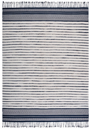 Safavieh Kilim Bohemian Handwoven Area Rug In Ivory And Black - Artisanal Elegance For Your Home Decor Navy ,Natural Cotton Pile Klc401n-4