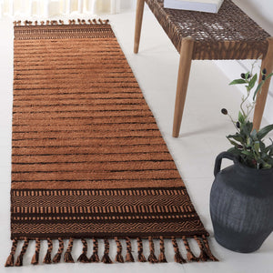 Safavieh Kilim Hand-woven Cotton Runner Rug – Bohemian Style In Ivory And Black For Artistic Home Decor Brown Cotton Pile Klc401t-28