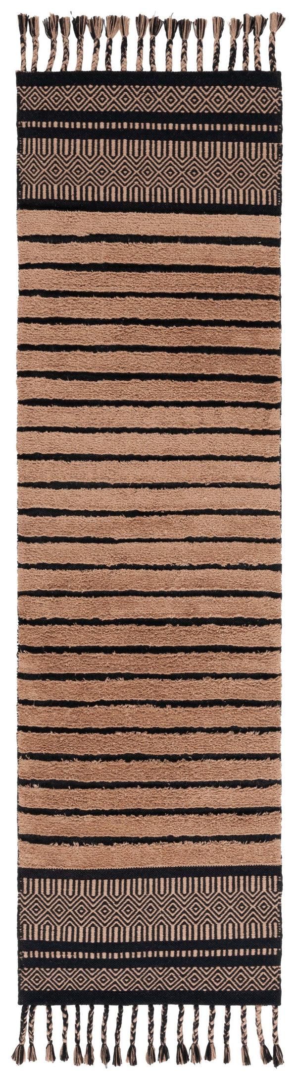 Safavieh Kilim Hand-woven Cotton Runner Rug – Bohemian Style In Ivory And Black For Artistic Home Decor Black ,Beige Cotton Pile Klc401z-28