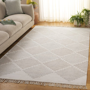 Safavieh Kilim Handwoven Area Rug With Chic Geometric Pattern - Eco-friendly, Durable, And Stylish Décor Piece Light Grey ,Beige Pet Klm439f-3