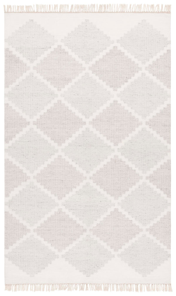 Safavieh Kilim Handwoven Area Rug With Chic Geometric Pattern - Eco-friendly, Durable, And Stylish Décor Piece Light Grey ,Beige Pet Klm439f-3