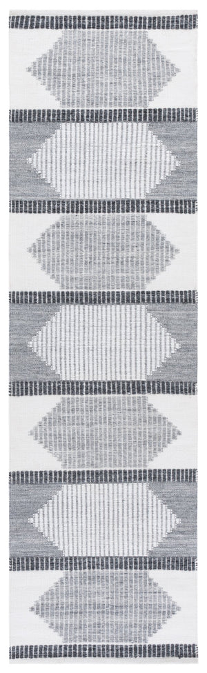 Safavieh Kilim Handwoven Runner Rug - Modern Geometric Design In Elegant Grey And Ivory For High Traffic Areas Light Grey ,Ivory Pet Klm440f-28