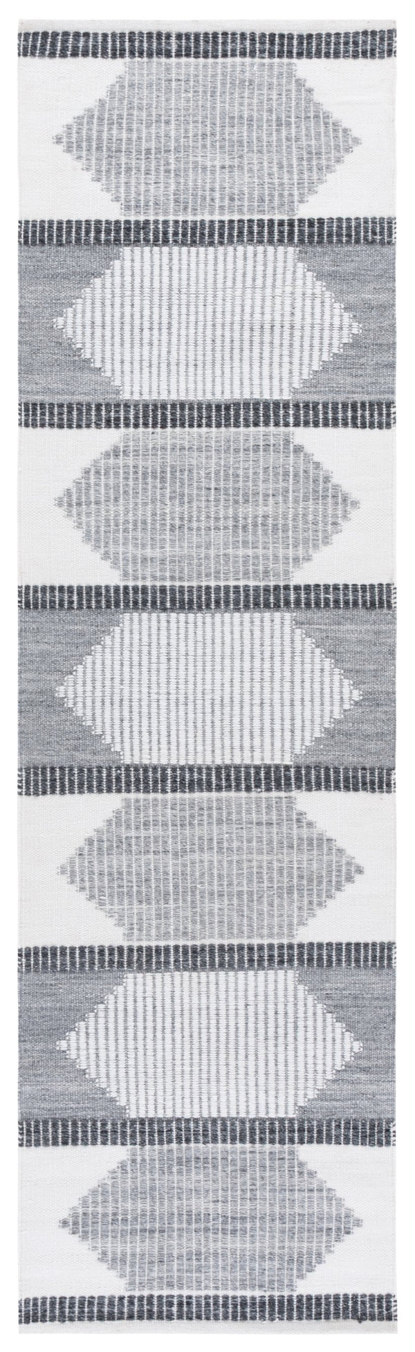 Safavieh Kilim Handwoven Runner Rug - Modern Geometric Design In Elegant Grey And Ivory For High Traffic Areas Light Grey ,Ivory Pet Klm440f-28