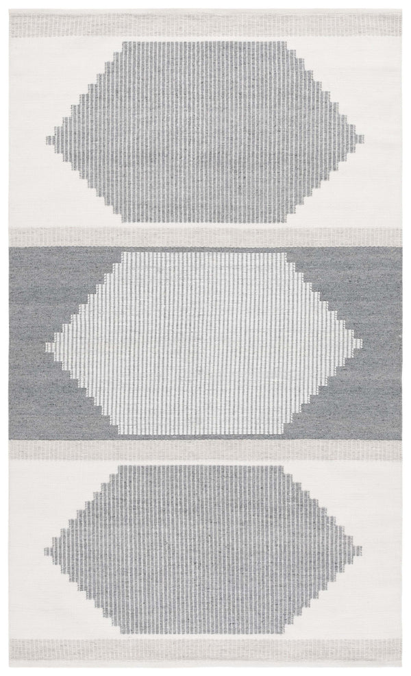 Safavieh Kilim Handwoven Runner Rug - Modern Geometric Design In Elegant Grey And Ivory For High Traffic Areas Light Grey ,Ivory Pet Klm440f-5