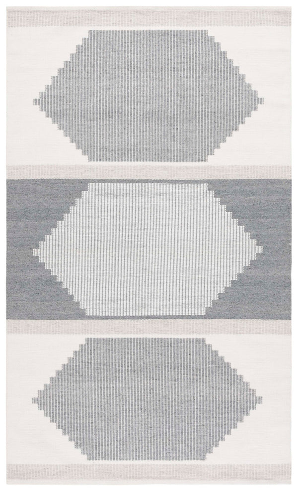 Safavieh Kilim Handwoven Area Rug - Contemporary Geometric Design In Light Grey And Ivory For Elegant Spaces Light Grey ,Ivory Pet Klm440f-4