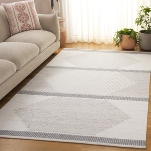 Safavieh Kilim Handwoven Area Rug - Contemporary Geometric Design In Light Grey And Ivory For Elegant Spaces Dark Grey ,Ivory Pet Klm440g-3