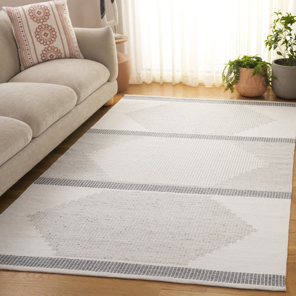 Safavieh Kilim Handwoven Area Rug - Contemporary Geometric Design In Light Grey And Ivory For Elegant Spaces Dark Grey ,Ivory Pet Klm440g-3