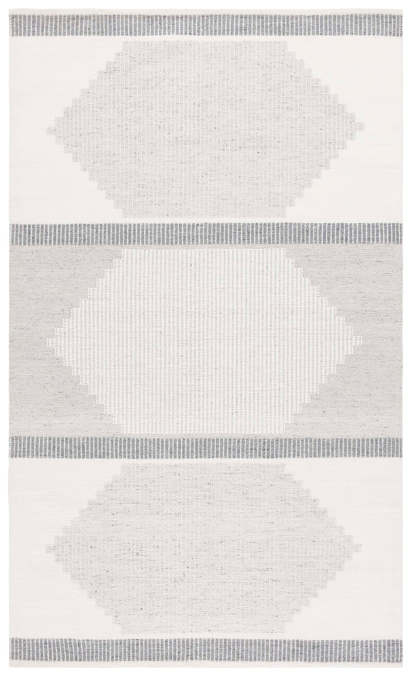 Safavieh Kilim Handwoven Runner Rug - Modern Geometric Design In Elegant Grey And Ivory For High Traffic Areas Dark Grey ,Ivory Pet Klm440g-5