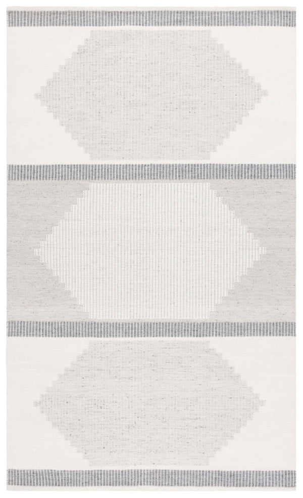 Safavieh Kilim Handwoven Area Rug - Contemporary Geometric Design In Light Grey And Ivory For Elegant Spaces Dark Grey ,Ivory Pet Klm440g-3