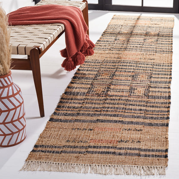 Safavieh Kilim Handcrafted Jute-Cotton Flatweave Rug In Ivory & Grey — Low-Profile Boho-Geometric Texture, Durable Organic Craftsmanship 6'-0" x 8'-0" KLM709A-68
