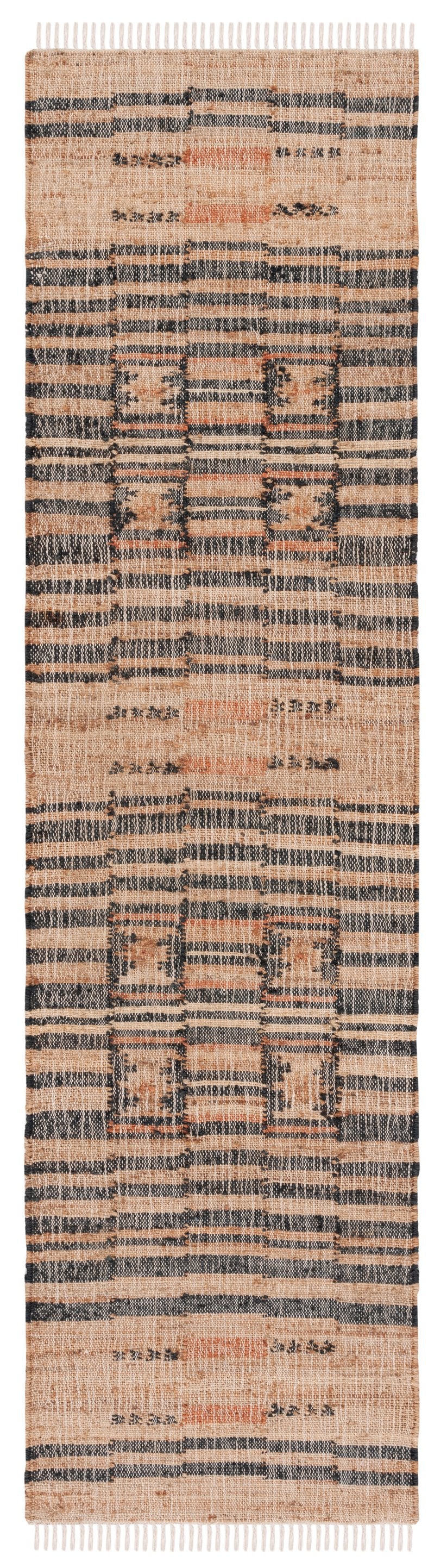 Safavieh Kilim Handcrafted Jute Runner — Low-Profile Ivory & Grey Boho Flat-Weave For Hallways & Entryways 2'-3" x 11'-0" KLM709A-211