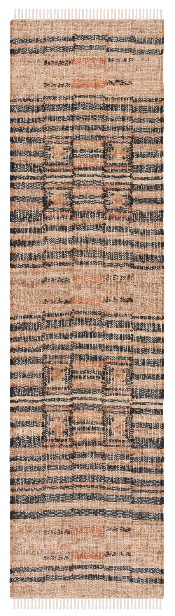 Safavieh Kilim Handwoven 2X3 Natural Jute-Cotton Rug — Low-Profile Ivory & Grey Boho Kilim Accent For Entryways 2'-0" x 3'-0" KLM709A-2