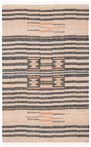 Safavieh Kilim Handwoven 2X3 Natural Jute-Cotton Rug — Low-Profile Ivory & Grey Boho Kilim Accent For Entryways 2'-0" x 3'-0" KLM709A-2