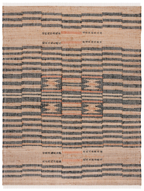 Safavieh Kilim Handcrafted Jute-Cotton Flatweave Rug In Ivory & Grey — Low-Profile Boho-Geometric Texture, Durable Organic Craftsmanship 6'-0" x 8'-0" KLM709A-68