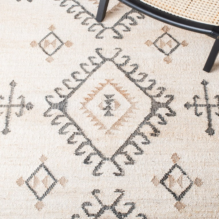 Safavieh Kilim Hand-Woven Jute Flat Weave Area Rug Bold Geometric Bohemian Living Room Accent Off-White 9'-0" x 9'-0" - SQ KLM762A-9SQ