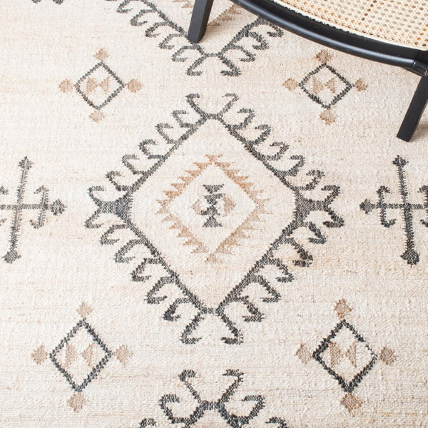 Safavieh Kilim Hand-Woven Jute Flat Weave Area Rug Bold Geometric Bohemian Living Room Accent Off-White 9'-0" x 9'-0" - SQ KLM762A-9SQ