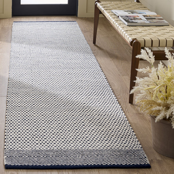 Safavieh Kilim Handwoven Navy Ivory Geometric Rug — Flatweave Cotton-Wool Blend, Low-Profile Durable Style 6'-0" x 9'-0" KLM855N-6
