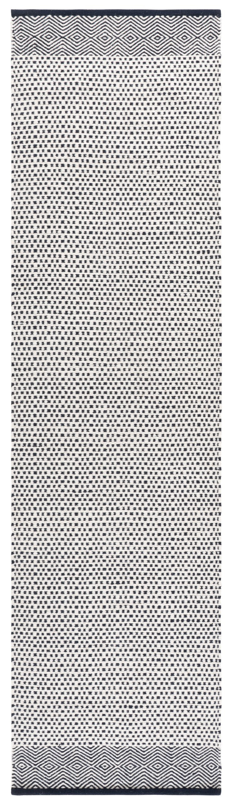 Safavieh Kilim Hand‑Woven Navy Ivory Rug — Scandinavian Geometric Design, 60% Cotton 40% Wool, Low‑Profile Finish 9'-0" x 12'-0" KLM855N-9