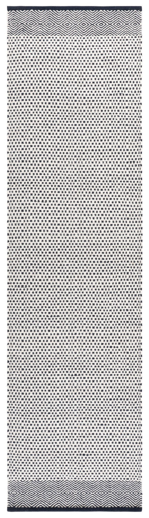 Safavieh Kilim Hand‑Woven Navy Ivory Rug — Scandinavian Geometric Design, 60% Cotton 40% Wool, Low‑Profile Finish 9'-0" x 12'-0" KLM855N-9