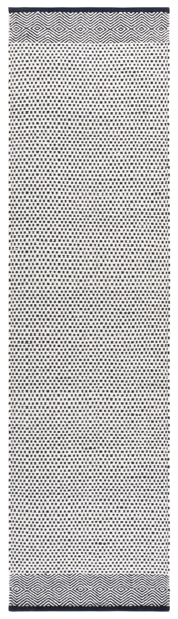 Safavieh Kilim Hand‑Woven Navy Ivory Rug — Scandinavian Geometric Design, 60% Cotton 40% Wool, Low‑Profile Finish 9'-0" x 12'-0" KLM855N-9