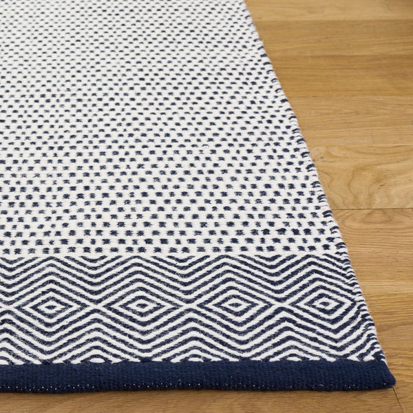 Safavieh Kilim Handwoven Navy Ivory Geometric Rug — Flatweave Cotton-Wool Blend, Low-Profile Durable Style 6'-0" x 9'-0" KLM855N-6