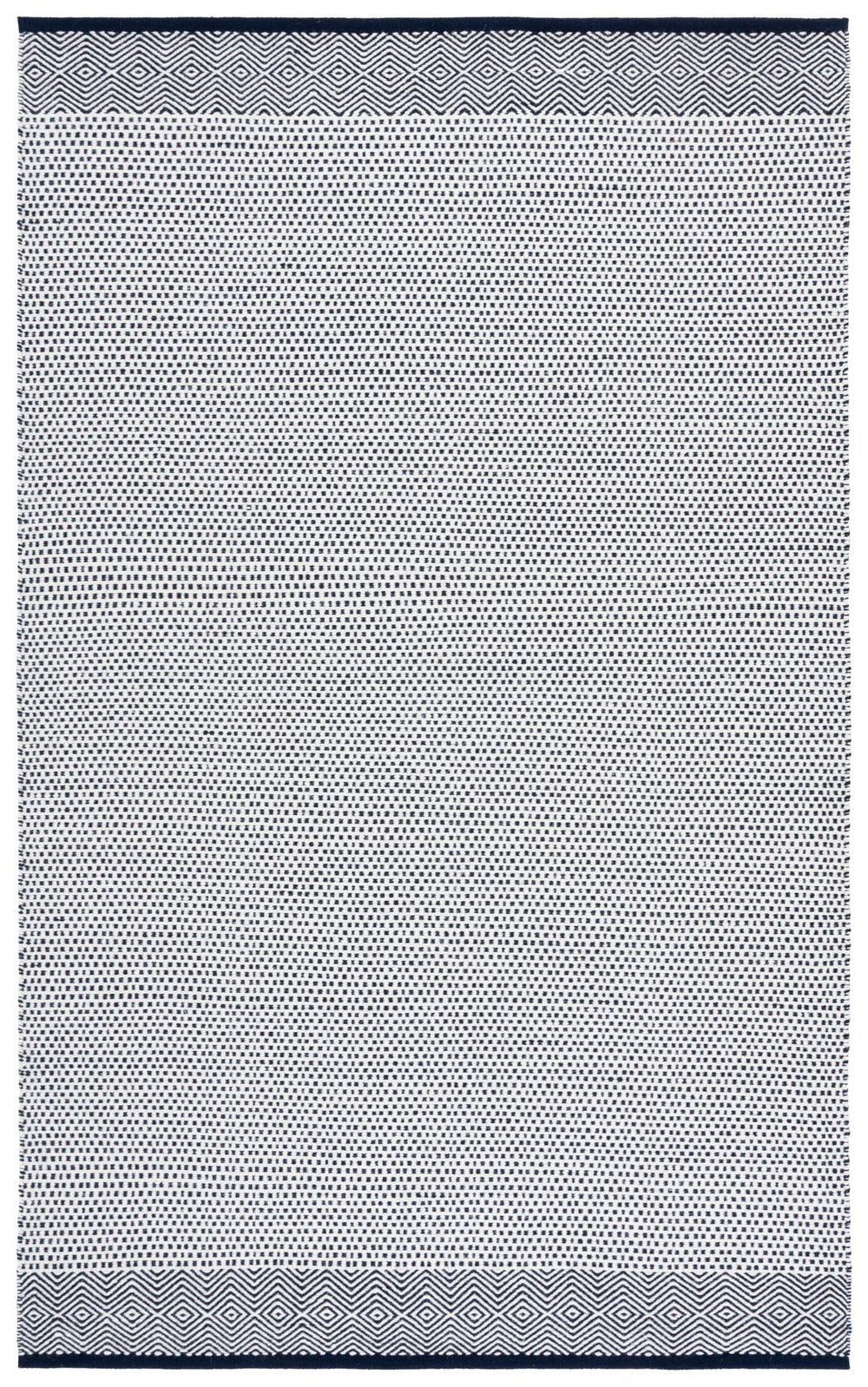 Safavieh Kilim Hand‑Woven Navy Ivory Rug — Scandinavian Geometric Design, 60% Cotton 40% Wool, Low‑Profile Finish 9'-0" x 12'-0" KLM855N-9