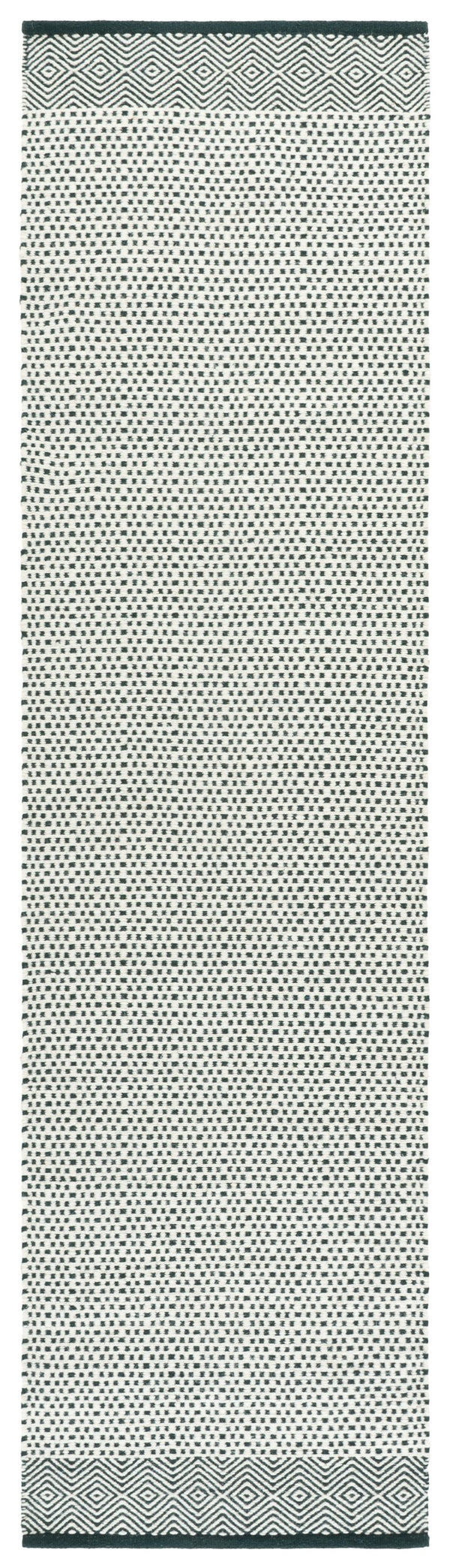Safavieh Kilim Handwoven Dark Green And Ivory Geometric Rug — Artisan Cotton-Wool Blend, Low-Profile Texture 5'-0" x 8'-0" KLM855Y-5