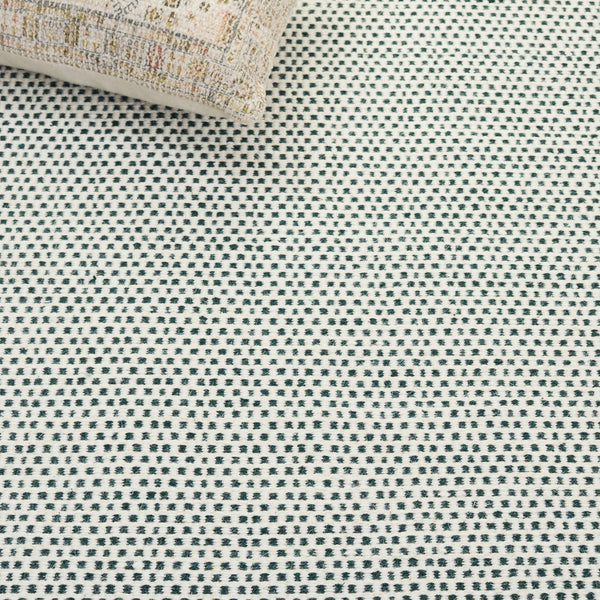 Safavieh Kilim Hand-Woven Dark Green And Ivory Geometric Rug — Cotton-Wool Low-Pile, Durable Modern Accent 4'-0" x 6'-0" KLM855Y-4