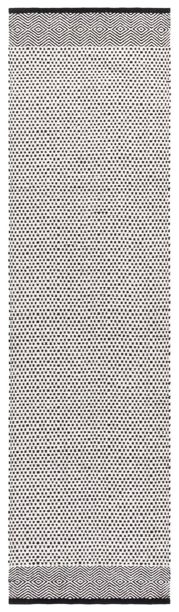 Safavieh Kilim Hand-Woven Black And Ivory Geometric Rug—Minimalist Scandinavian Accent, Durable Cotton-Wool Blend 3'-0" x 5'-0" KLM855Z-3