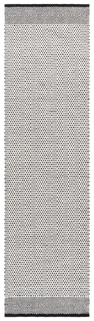 Safavieh Kilim Hand-Woven Black And Ivory Geometric Area Rug, 60% Cotton 40% Wool, Low-Profile Elegant Accent 9'-0" x 12'-0" KLM855Z-9