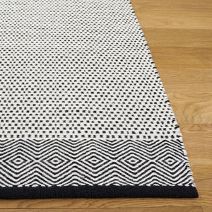 Safavieh Kilim Hand-Woven Black And Ivory Geometric Runner Rug — Low-Profile Cotton-Wool Blend For Hallways 2'-3" x 9'-0" KLM855Z-29
