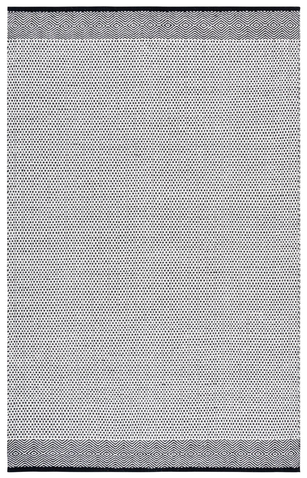 Safavieh Kilim Hand-Woven Black And Ivory Geometric Runner Rug — Low-Profile Cotton-Wool Blend For Hallways 2'-3" x 9'-0" KLM855Z-29