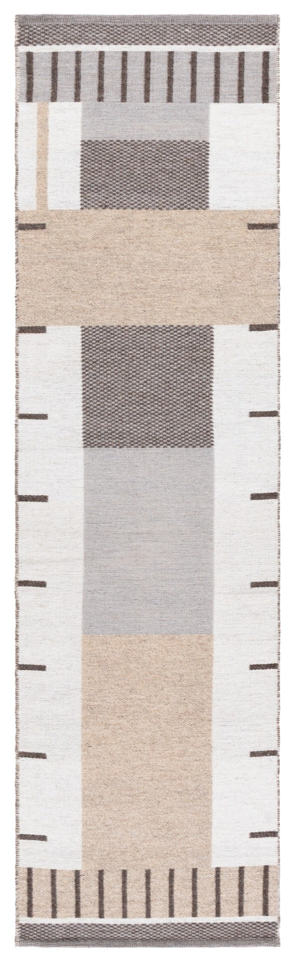 Safavieh Kilim Contemporary Area Rug: Plush Geometric Design In Neutral Hues For Elegant Living Spaces Beige ,Brown 90% Wool,10% Polyester Klm876b-4