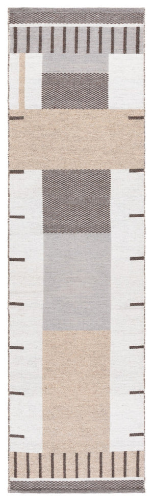 Safavieh Kilim Contemporary Area Rug: Plush Geometric Design In Neutral Hues For Elegant Living Spaces Beige ,Brown 90% Wool,10% Polyester Klm876b-4
