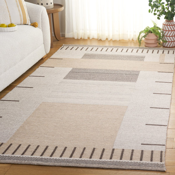 Safavieh Kilim Contemporary Area Rug: Plush Geometric Design In Neutral Hues For Elegant Living Spaces Beige ,Brown 90% Wool,10% Polyester Klm876b-4
