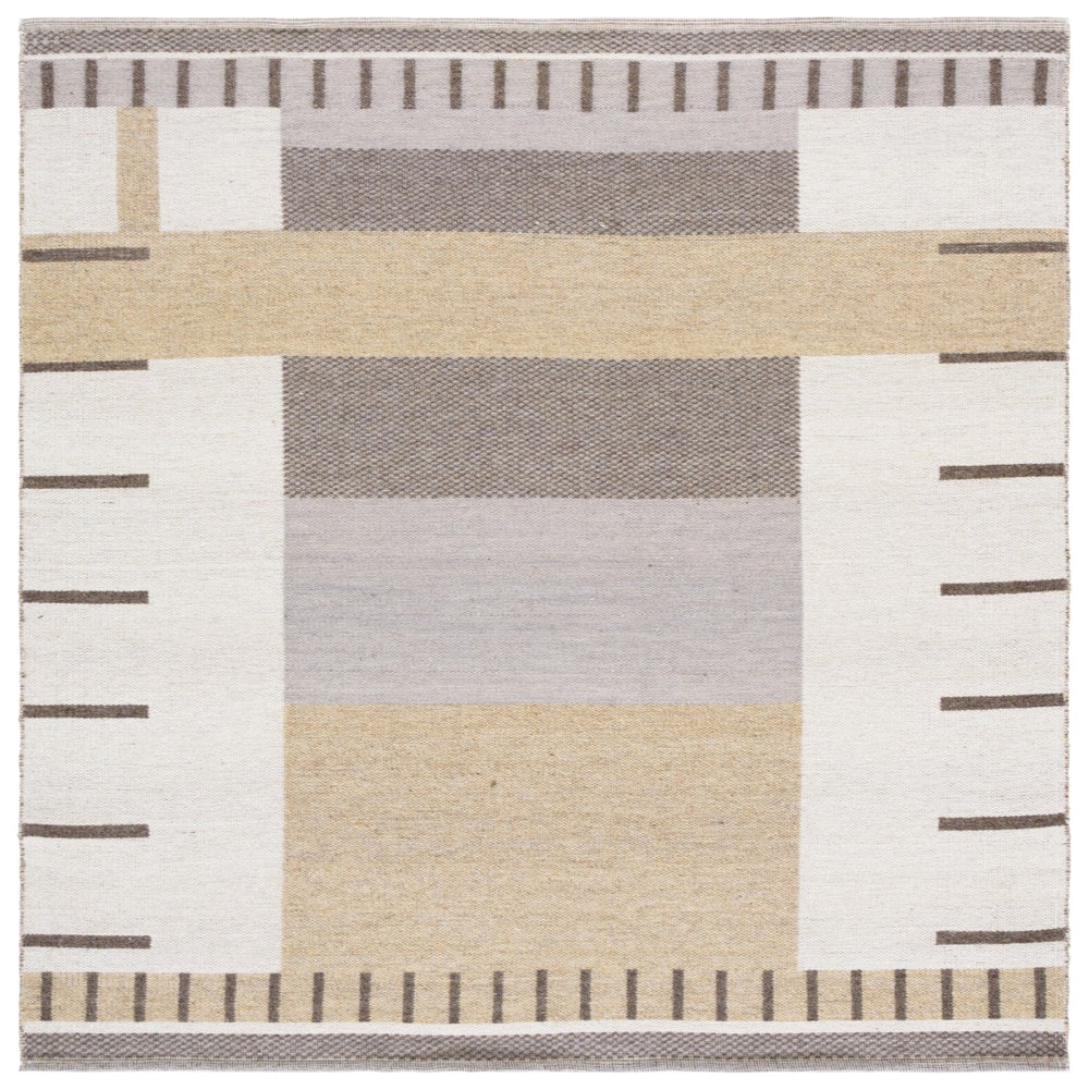 Safavieh Kilim Contemporary Area Rug: Plush Geometric Design In Neutral Hues For Elegant Living Spaces Beige ,Brown 90% Wool,10% Polyester Klm876b-4