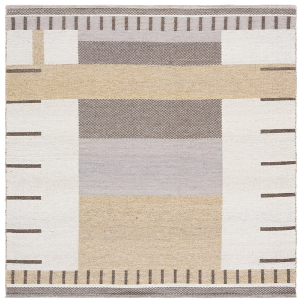 Safavieh Kilim Contemporary Area Rug: Plush Geometric Design In Neutral Hues For Elegant Living Spaces Beige ,Brown 90% Wool,10% Polyester Klm876b-4