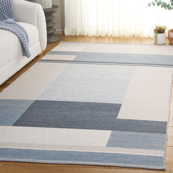 Safavieh Kilim Contemporary Runner Rug - Elegant Geometric Design For Stylish Home Decor And Comfort Beige ,Blue 90% Wool,10% Polyester Klm878b-5