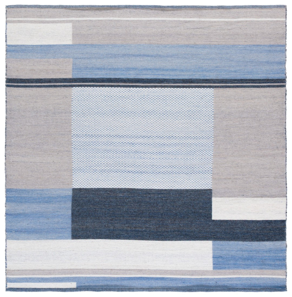 Safavieh Kilim Contemporary Area Rug - Luxurious Wool Blend, Geometric Design For Modern Living Spaces Beige ,Blue 90% Wool,10% Polyester Klm878b-8