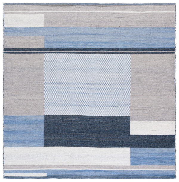 Safavieh Kilim Contemporary Area Rug - Luxurious Wool Blend, Geometric Design For Modern Living Spaces Beige ,Blue 90% Wool,10% Polyester Klm878b-8