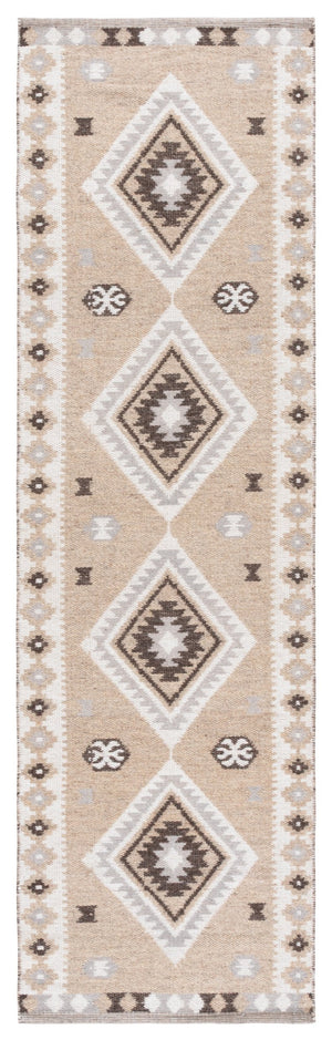 Safavieh Kilim Runner Rug - Rustic Elegance With Geometric Motifs, Perfect For High-traffic Areas, Crafted In India Beige ,Brown 90% Wool,10% Polyester Klm879b-28